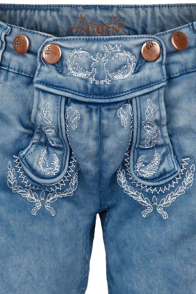 Kinder Jeansshort in Lederhosenoptik blau Bild 2