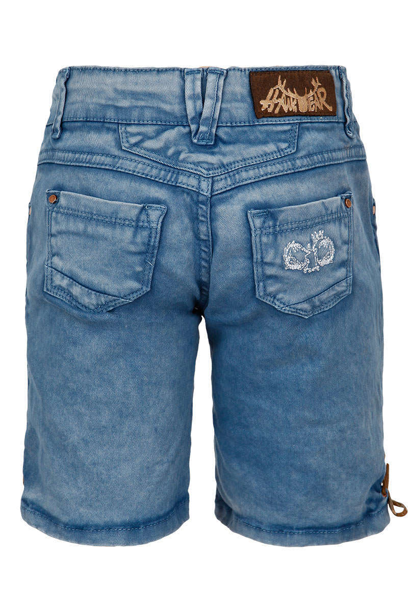 Kinder Jeansshort in Lederhosenoptik blau Bild 2