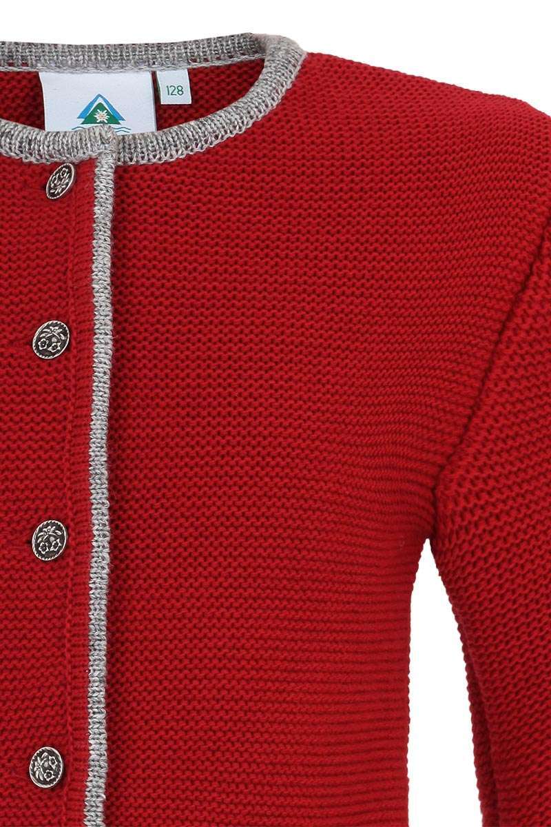 Kinder Trachten-Strickjacke rot grau Bild 2