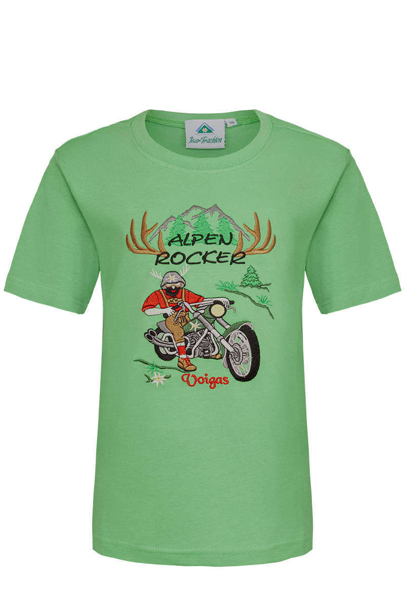 Kinder T-Shirt Alpen Rocker mit Motorrad grn