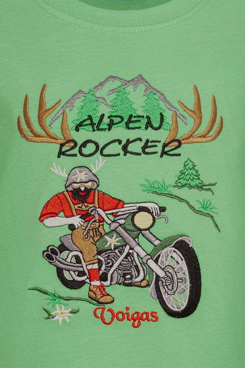 Kinder T-Shirt Alpen Rocker mit Motorrad grn Bild 2