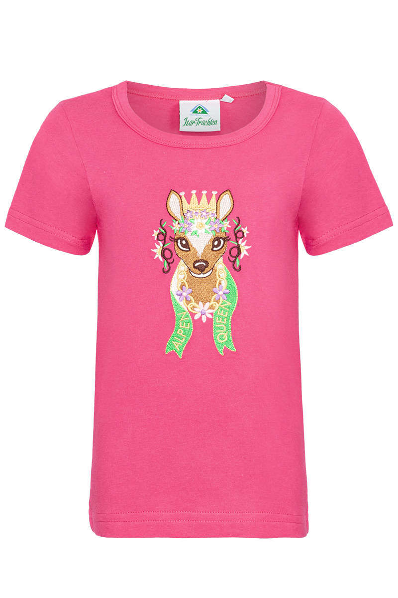 Mädchen T-Shirt Alpen Queen mit Reh pink