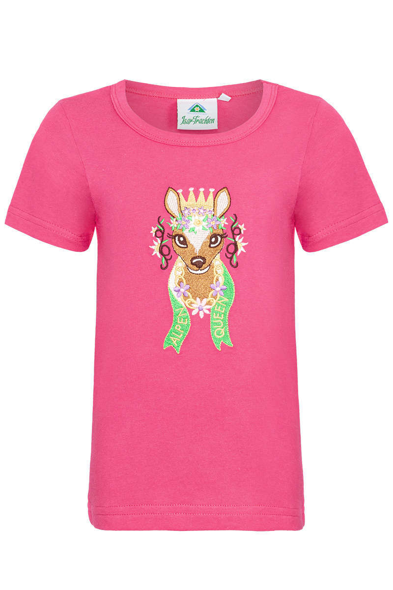 Mdchen T-Shirt Alpen Queen mit Reh pink