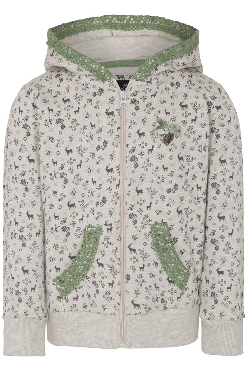 Kinder Sweatjacke Alpin mit Spitze Greige