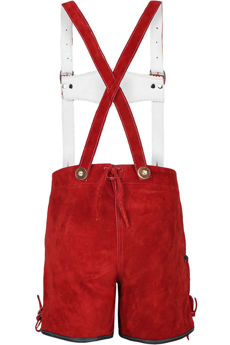 Kinderlederhose kurz rot Bild 2