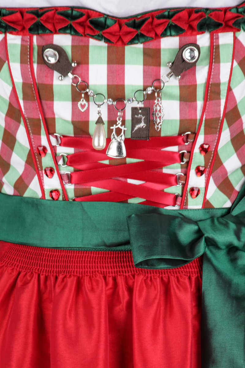 Knielanges Dirndl grn rot-wei-kariert Bild 2