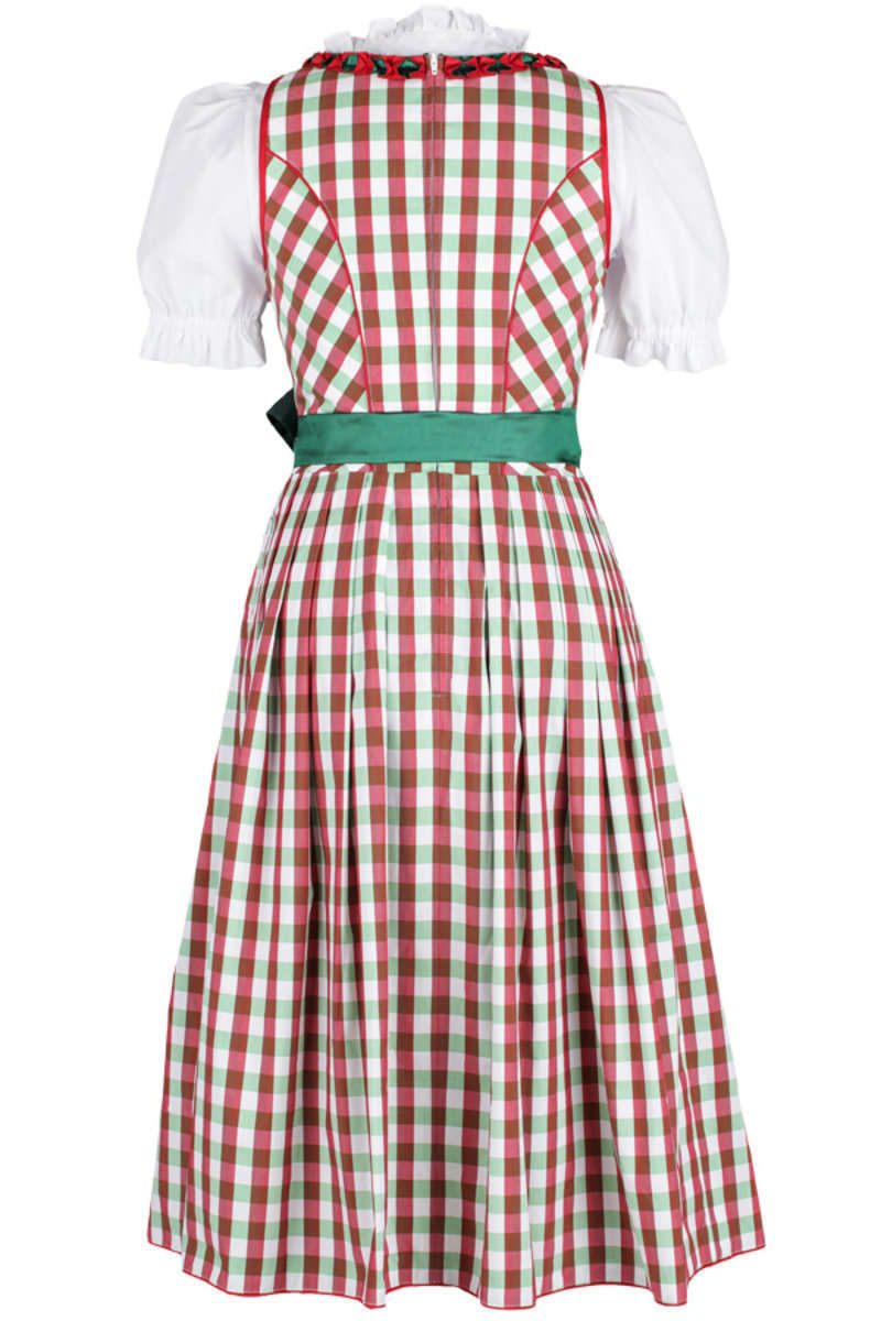 Knielanges Dirndl grn rot-wei-kariert Bild 2