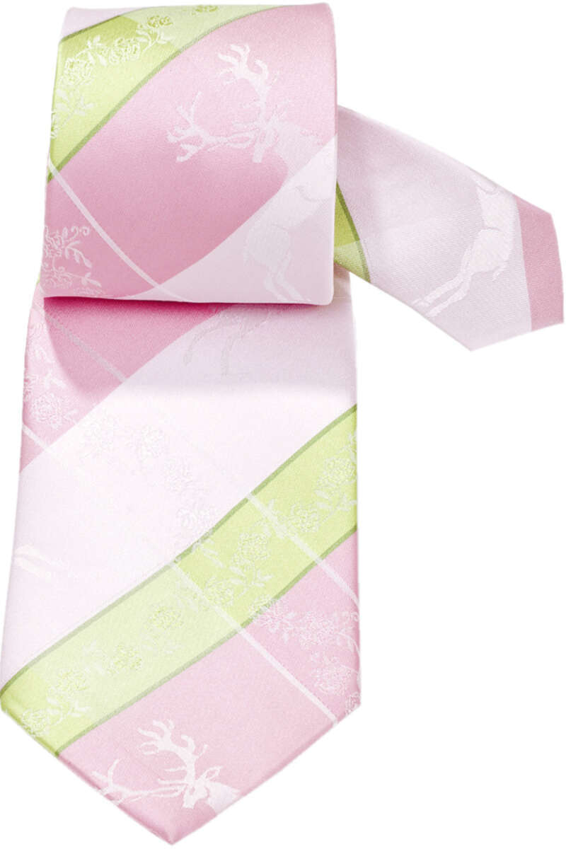 Trachten Krawatte Hirsch rosa/hellgrün