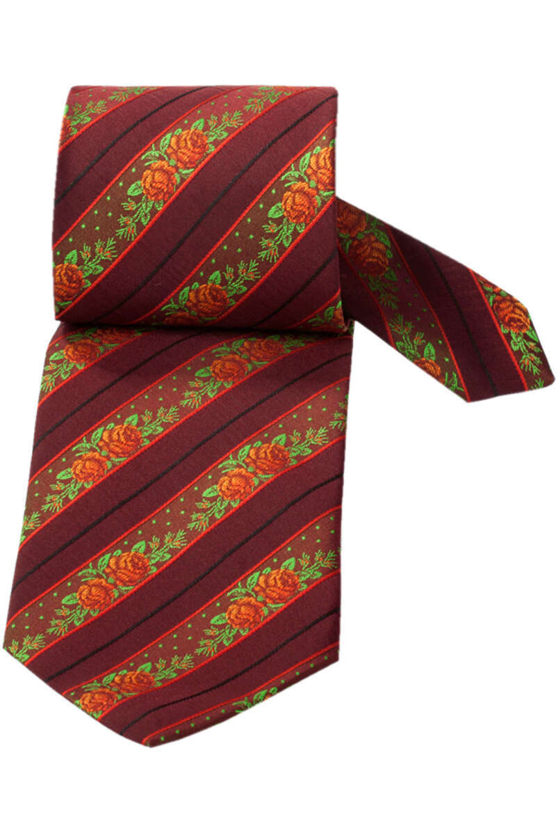 Trachten Krawatte Rosen orange/weinrot