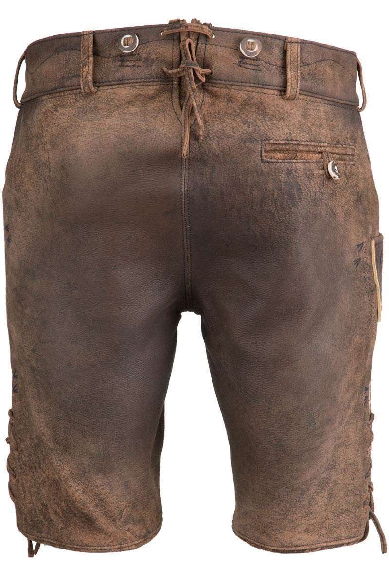 Kurze Lederhose mit Grtel braun geraucht Bild 2