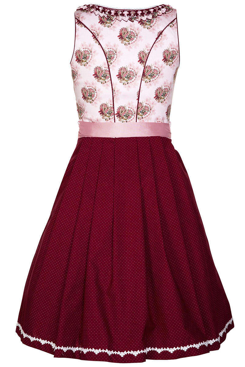 Dirndl kurz mit Rehmotiven rosa Bild 2