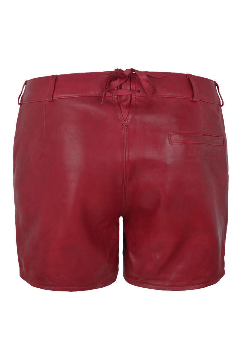 Damen Lederhose kurz weinrot Bild 2