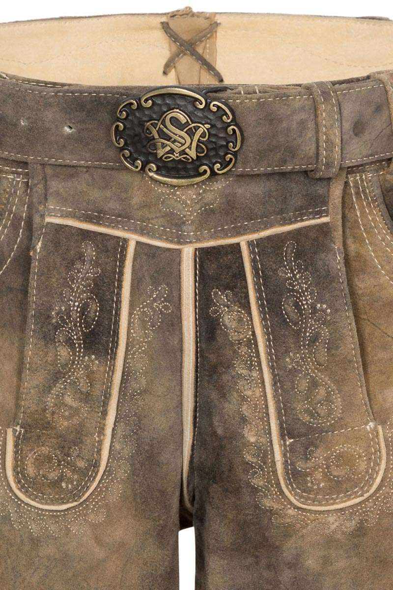 Lederhose kurz mit Grtel camel Bild 2