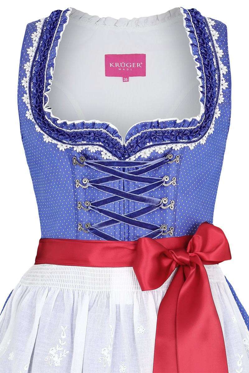 Mini Dirndl mit Baumwollspitzen-Schrze blau Bild 2