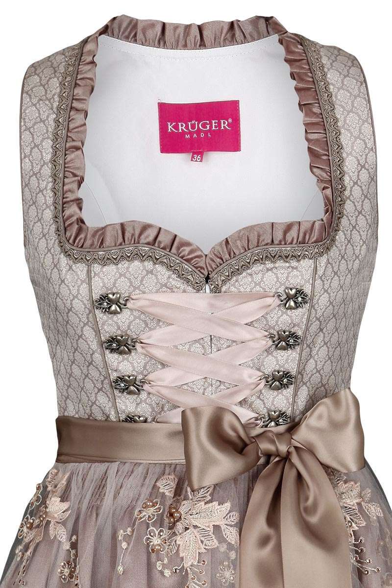 Mini-Dirndl mit Perlenschrze beige ros Bild 2