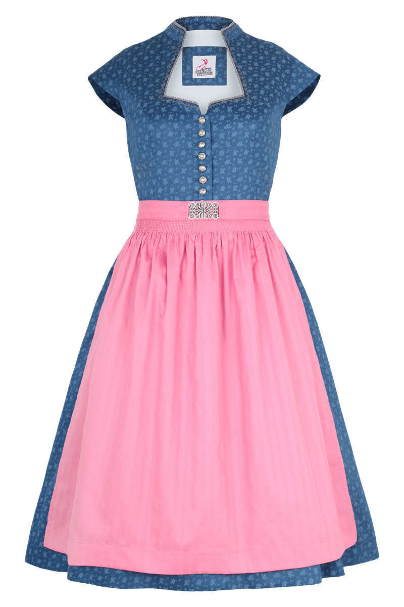 Baumwolldirndl mit Flgelrmeln petrol rosa