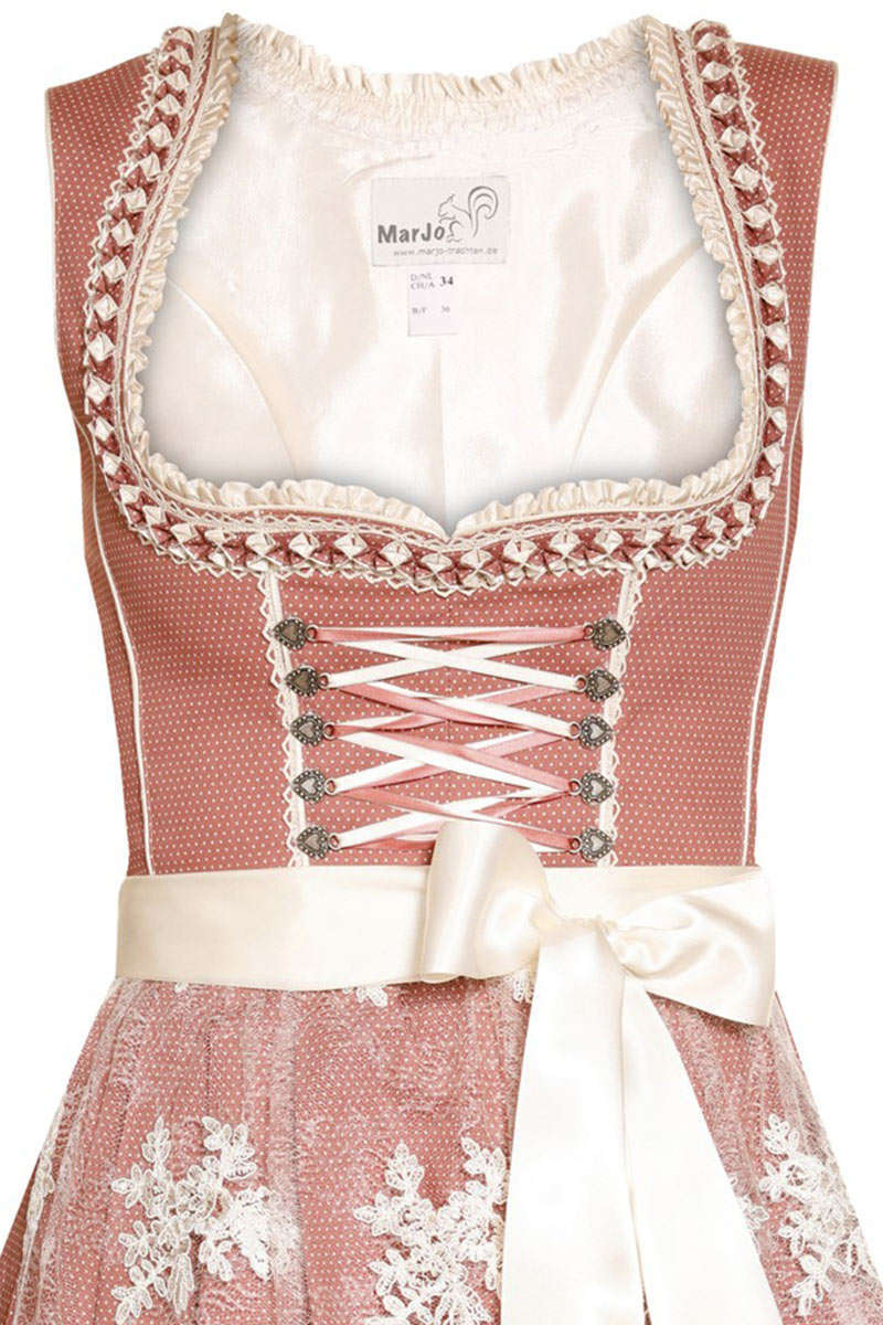 Mini Dirndl mit Spitzenschrze matt-rosa Bild 2