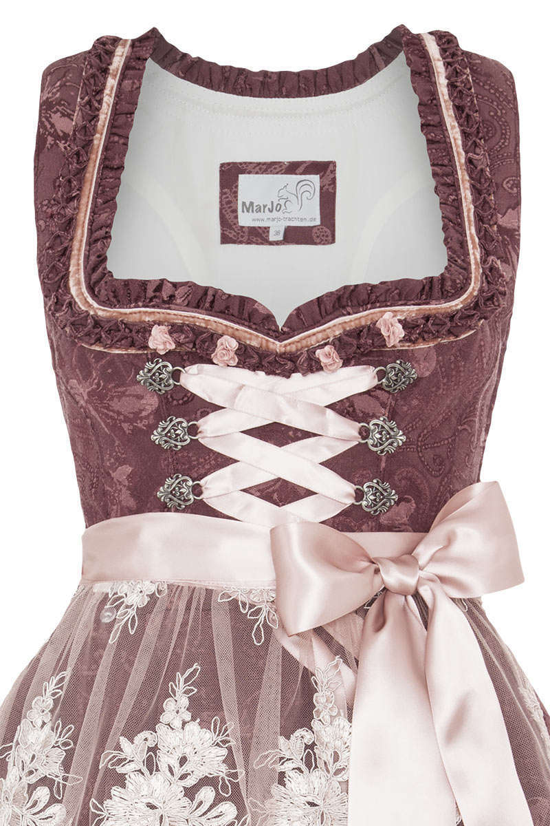 Mini Dirndl mit Spitzenschrze mauve Bild 2