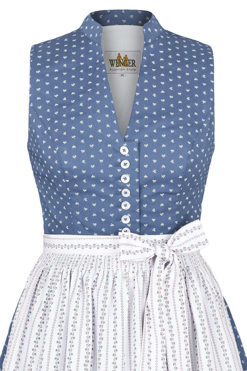 Baumwolldirndl Strech blau weiss Bild 2