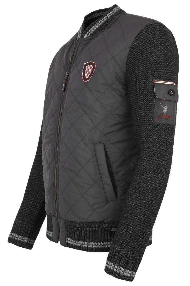 Trachten Blousonjacke mit Kombination Stepp/Strick grau Bild 2