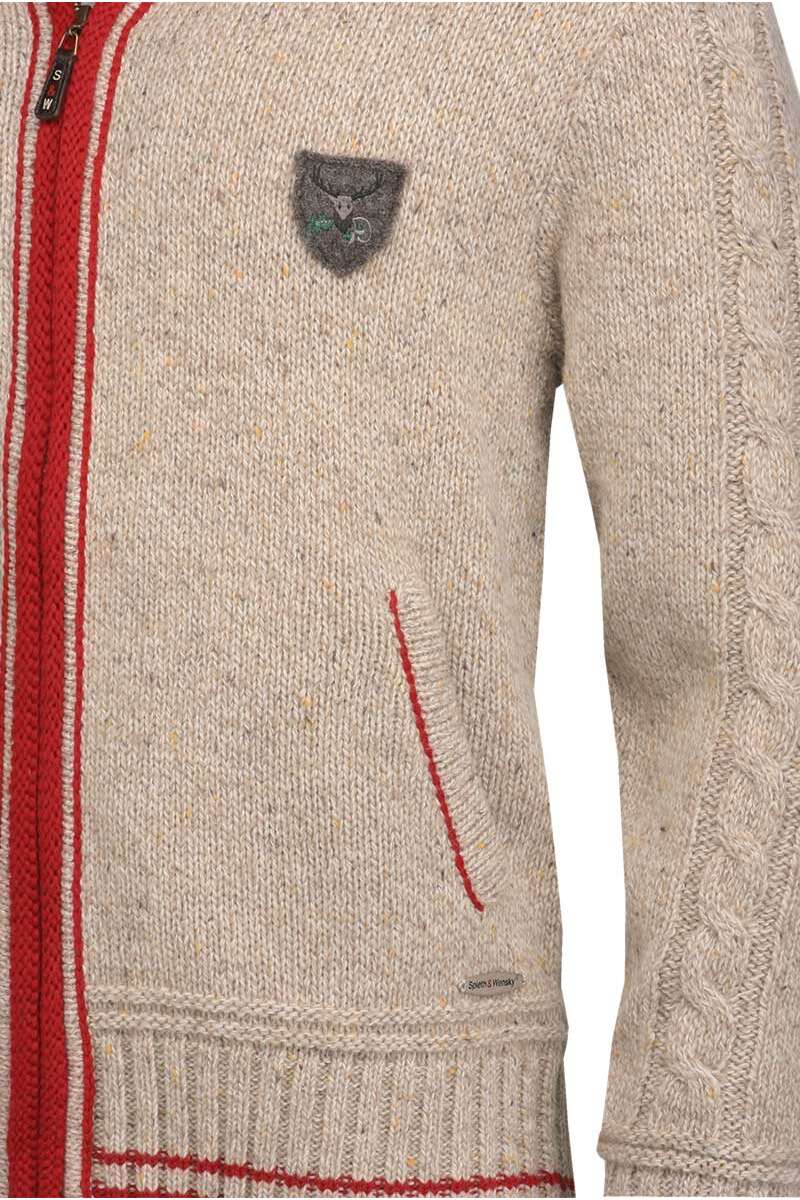 Strickjacke mit Reiverschluss natur/rot Bild 2