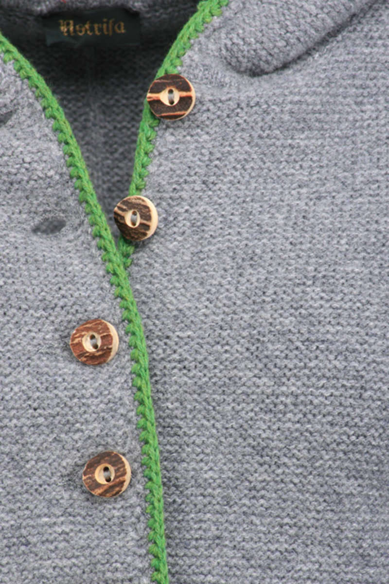 Trachten Strickjacke mit Kapuze grau-grün Bild 2