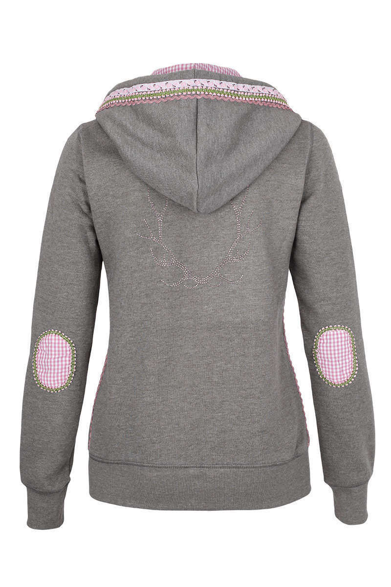 Ssse Trachtensweatjacke mit Kapuze zartes grn rosa Bild 2