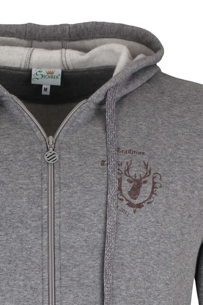 Kapuzen Sweatjacke Tradition Tracht grau Bild 2