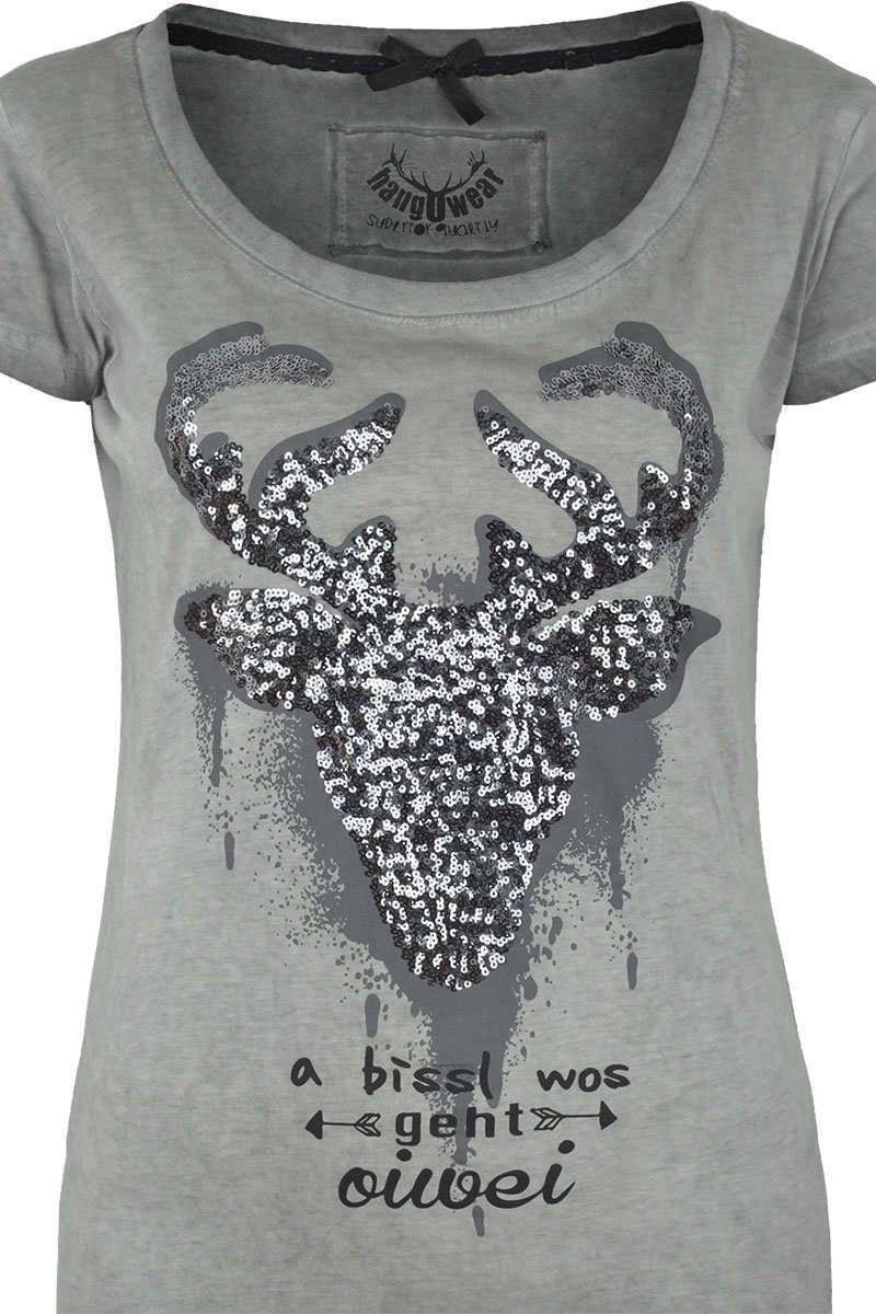 T-Shirt Hirsch A bissl wos geht oiwei anthrazit Bild 2