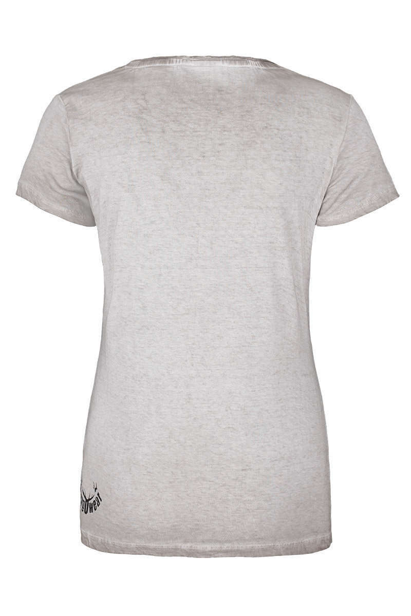 Damen Trachten T-Shirt 'Liab aber wild' hellbraun Bild 2