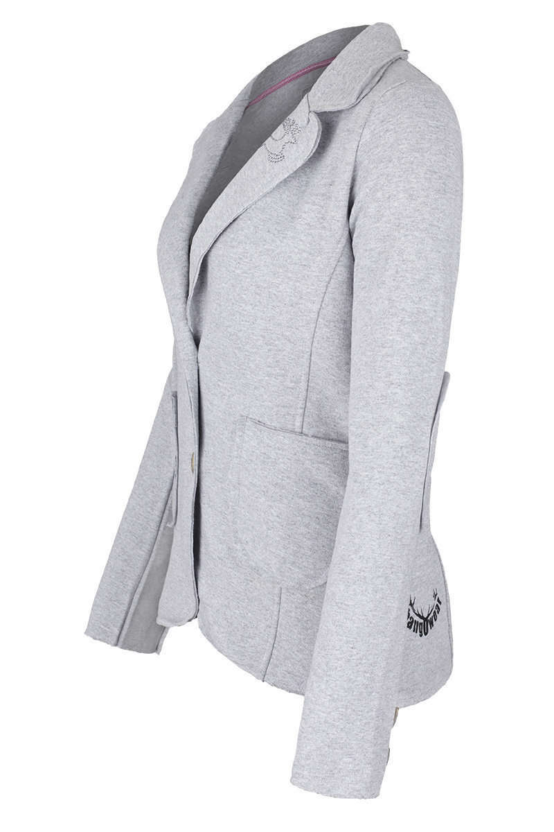 Damen Sweatblazer Pailletten hellgrau Bild 2