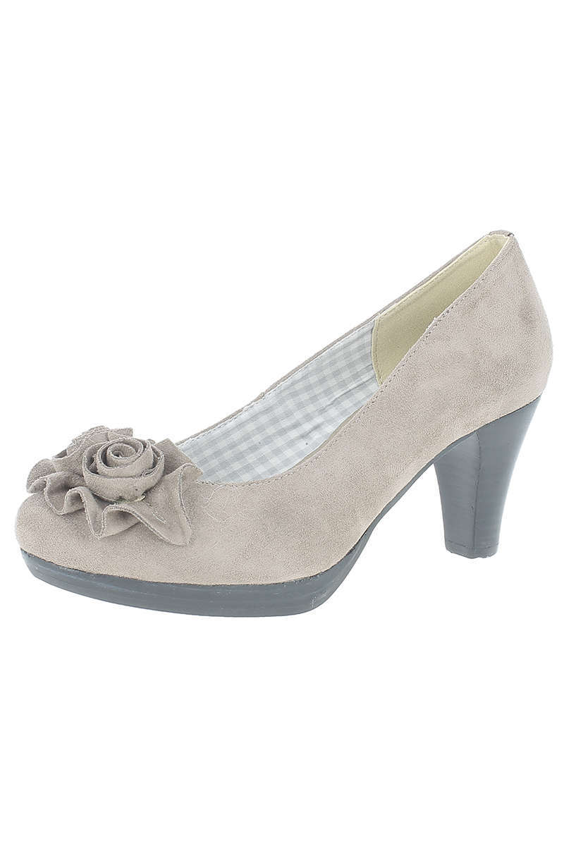 Damen Trachten Pumps mit Blume taupe