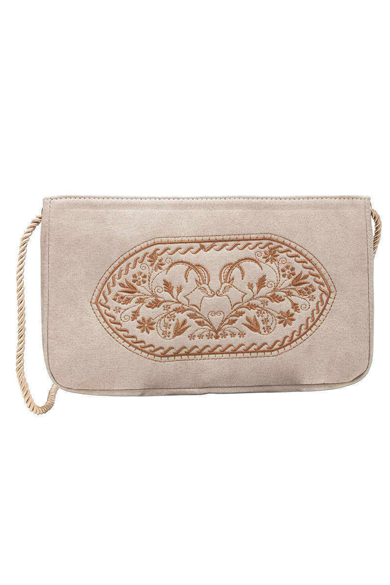 Trachten-Clutch Steinbock taupe