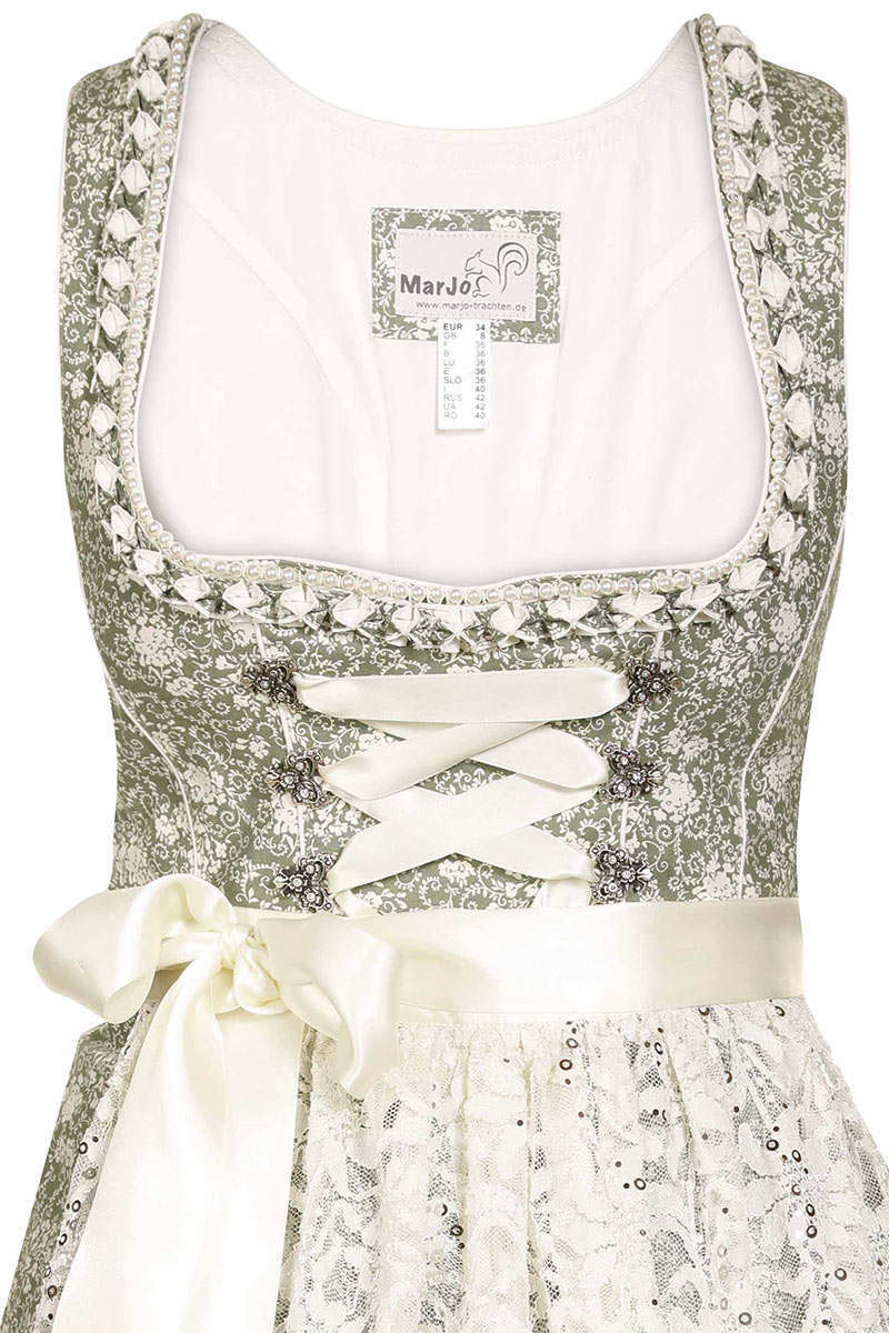 Mini Dirndl mit Spitzenschrze grn creme Bild 2