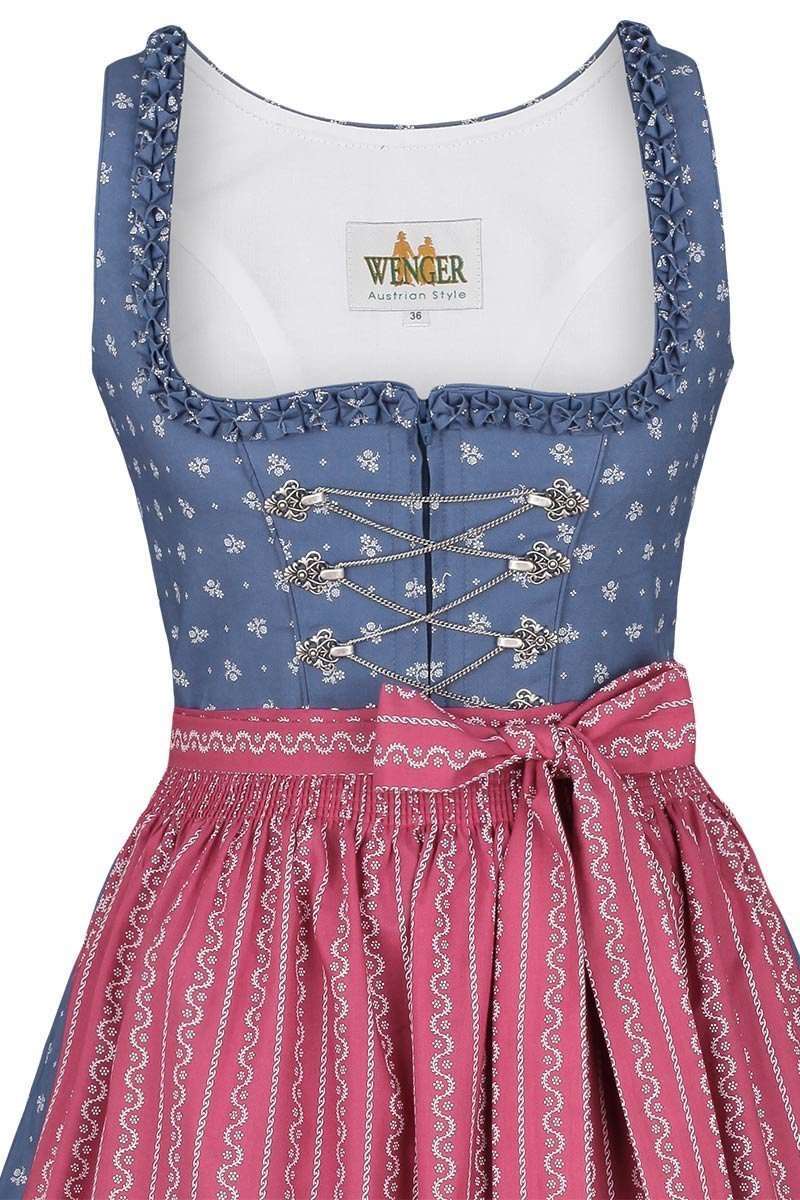 Baumwolldirndl midi blau pink Bild 2