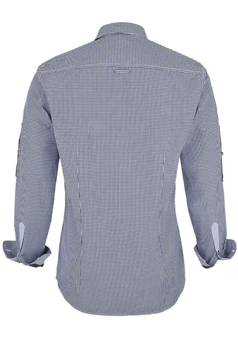 Trachtenhemd Slim Fit blau kariert Bild 2