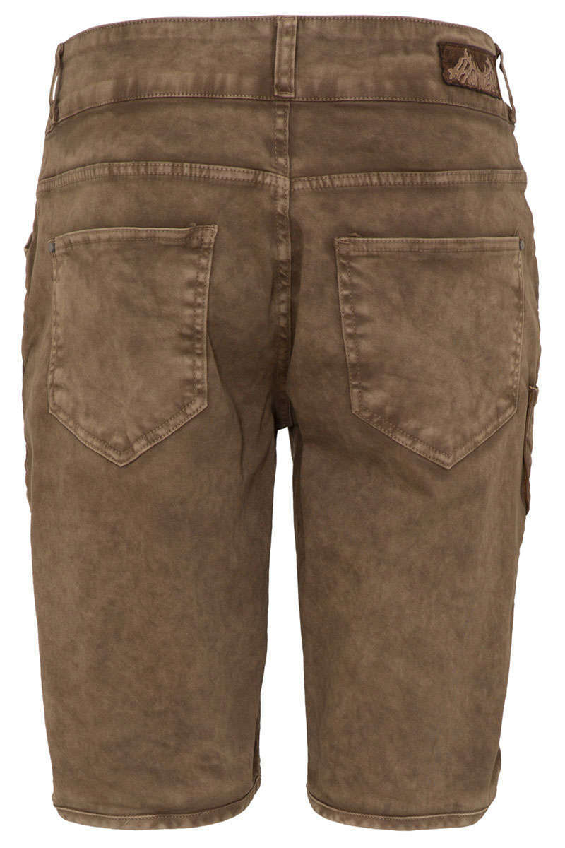 Herren Jeans-Bermuda Lederhose`mit Stickerei schlammbraun Bild 2