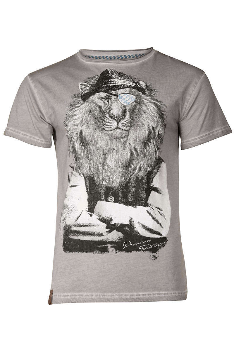 Herren T-Shirt Löwe Leopold grau