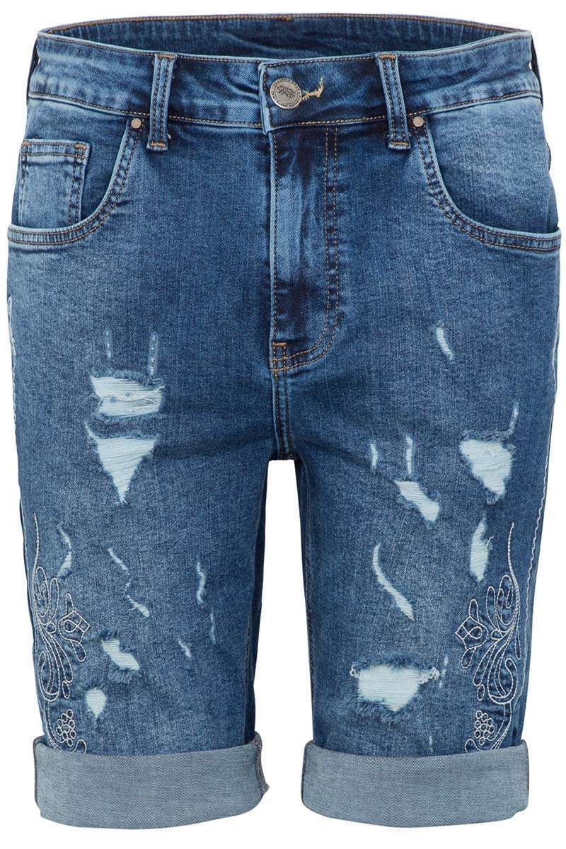 Herren Jeans Stickerei blau