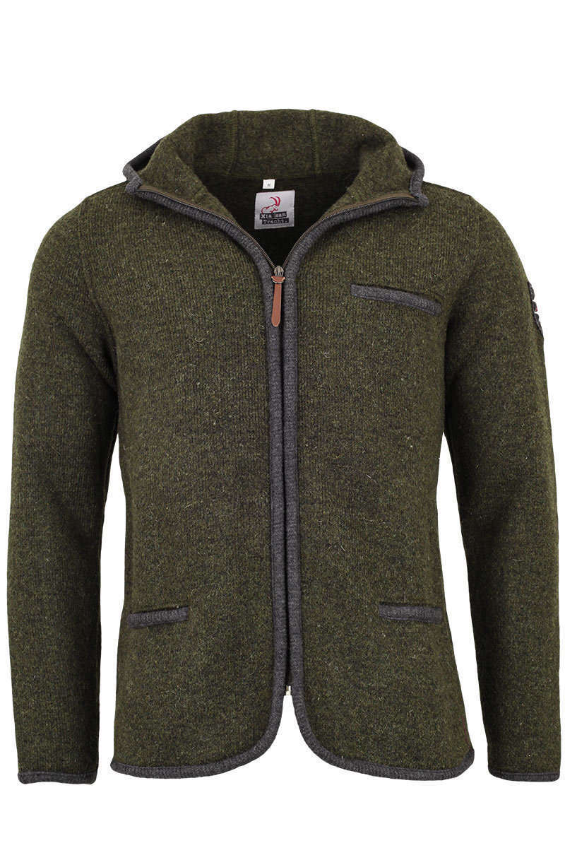 Herren Trachten-Outdoor Jacke mit Kapuze oliv