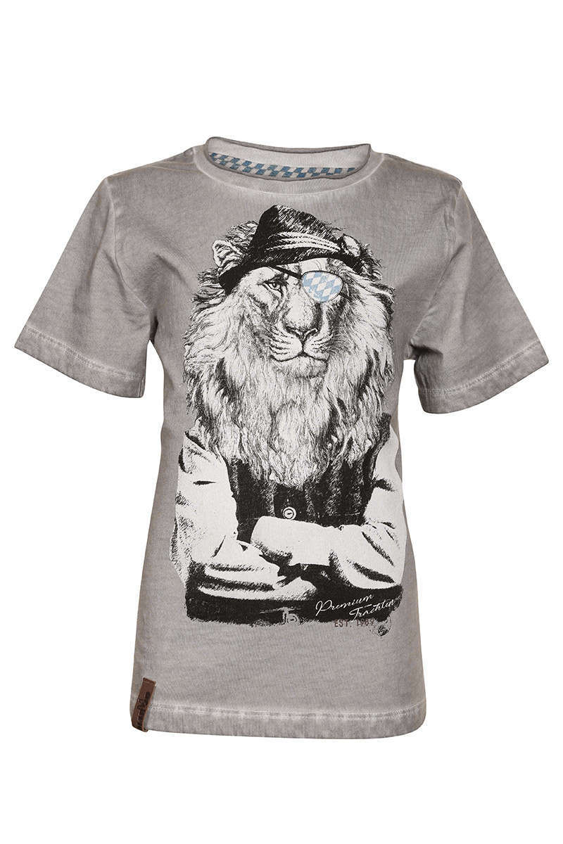 Kinder T-Shirt Löwe Leopold grau