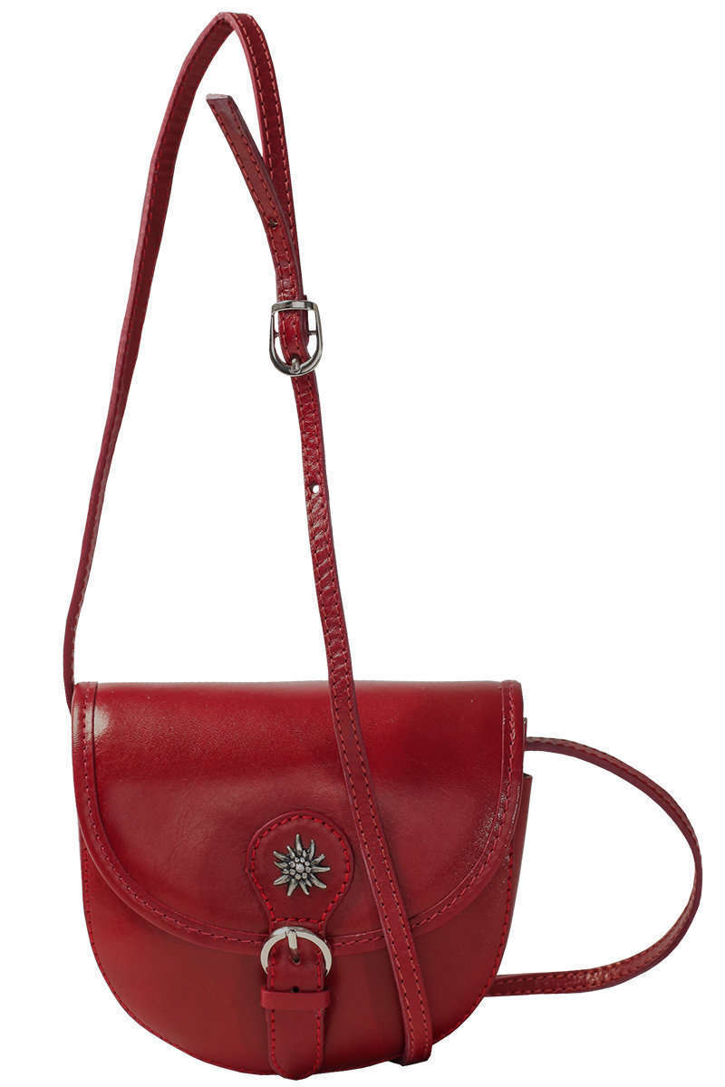 Dirndl Ledertasche mit Edelwei weinrot