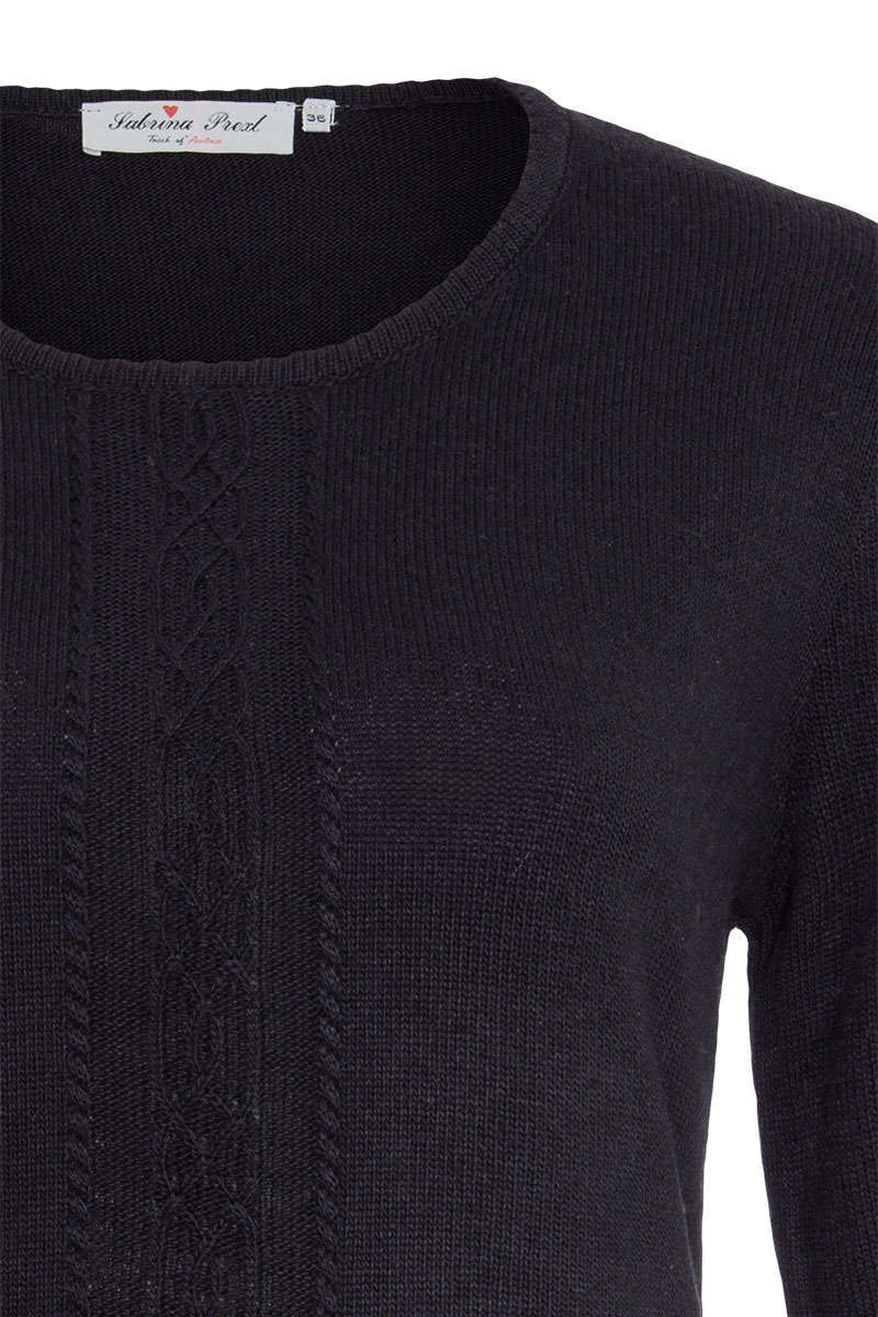 Damen Pullover mit Zopf dunkelblau Bild 2