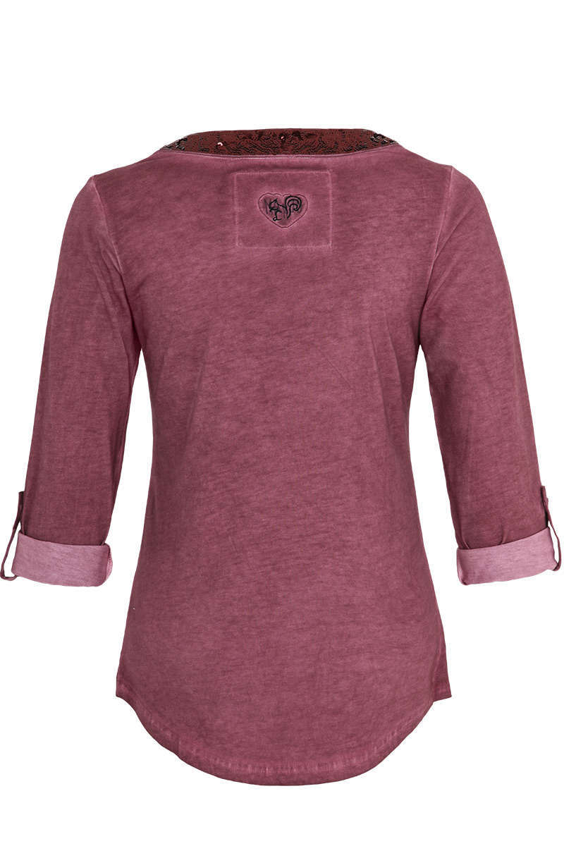 Damen Trachten-Shirt mit 3/4-Arm  bordeaux Bild 2