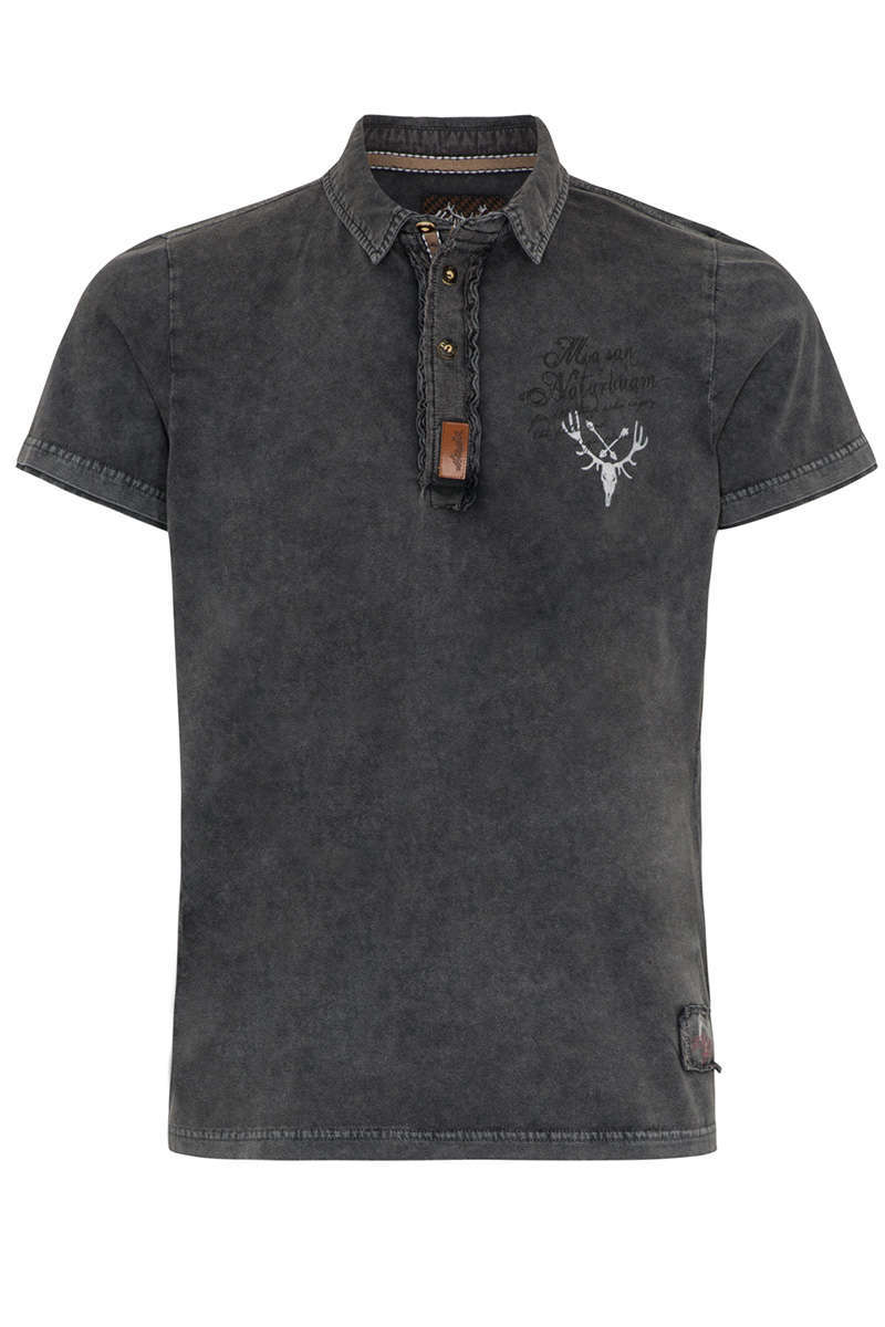 Herren Polo-Shirt  In da Wuidnis dahoam anthrazit