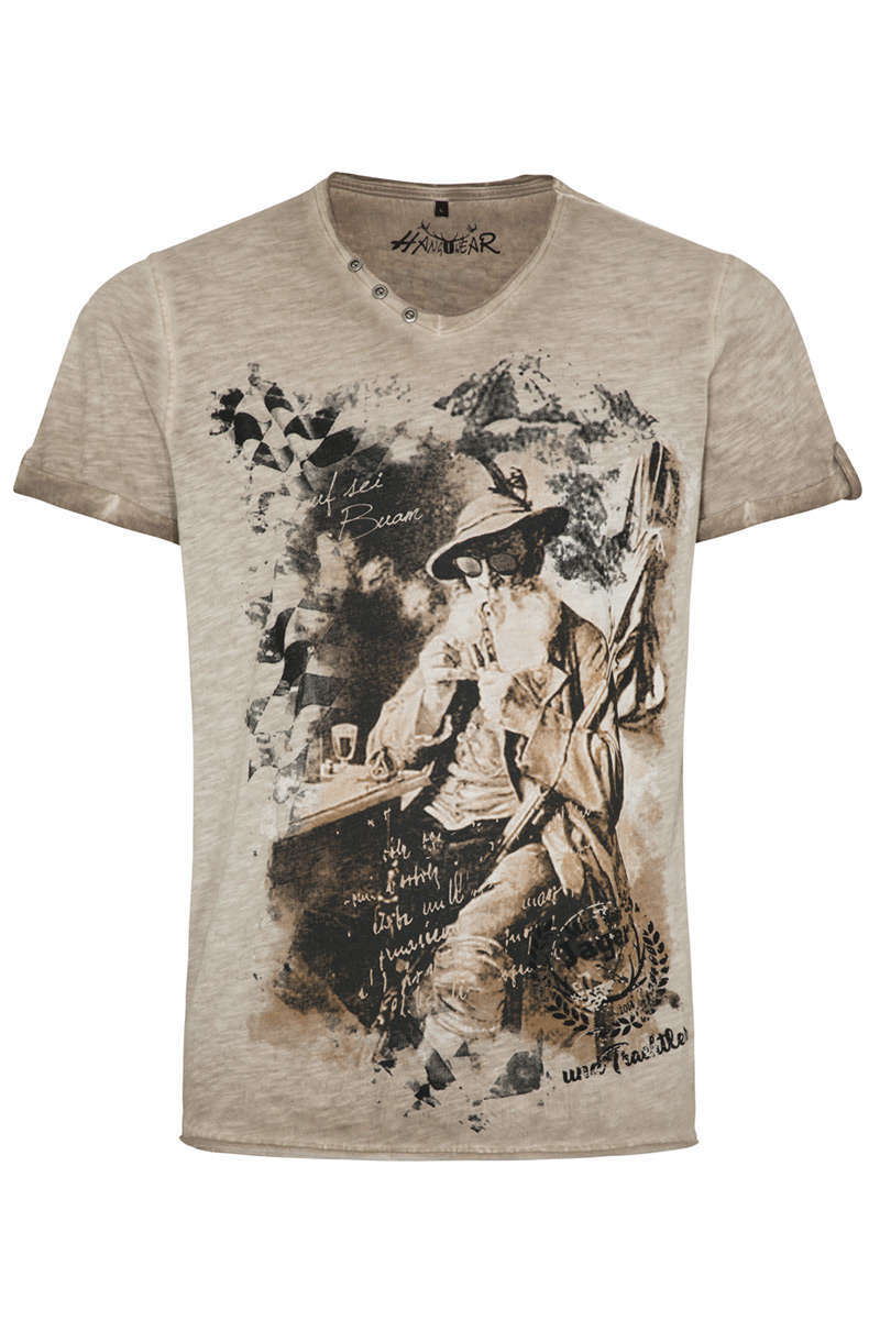 Herren T-Shirt Mia san Jager und Trachtler beige