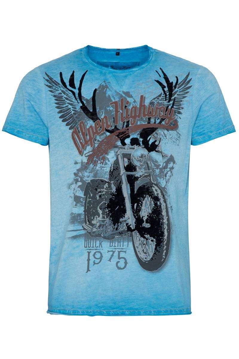 Herren T-Shirt Alpen Highway 1975 blau