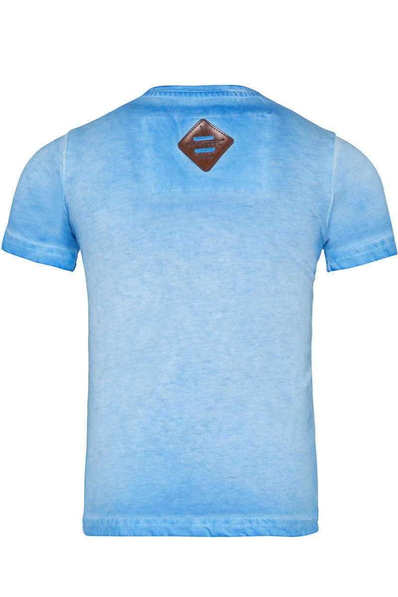 Trachten T-Shirt V-Ausschnitt Alpen Highway blau Bild 2