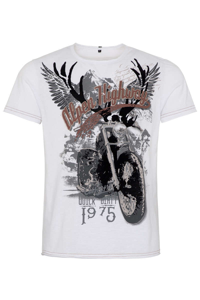 Herren T-Shirt Alpen Highway 1975 weiss