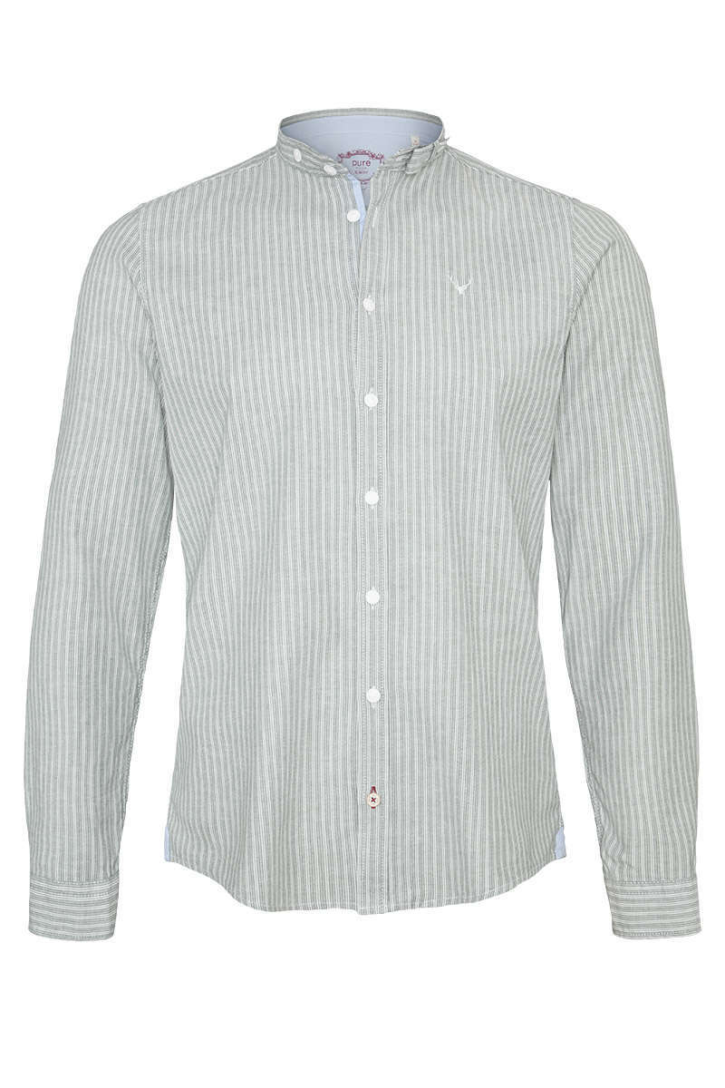 Trachtenhemd Stehkragen Slim Fit gestreift grn
